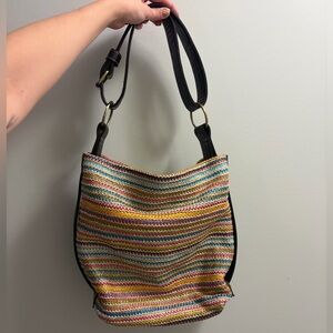 Multicolour Leather Detail Shoulder Bag